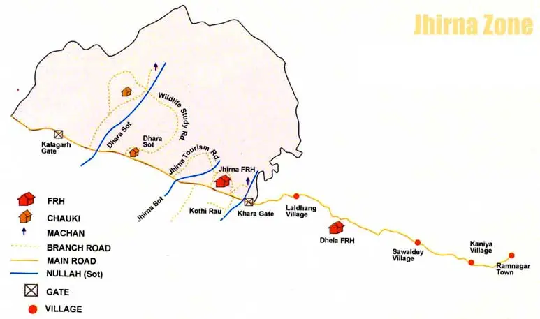 Jhirna map in jim corbett