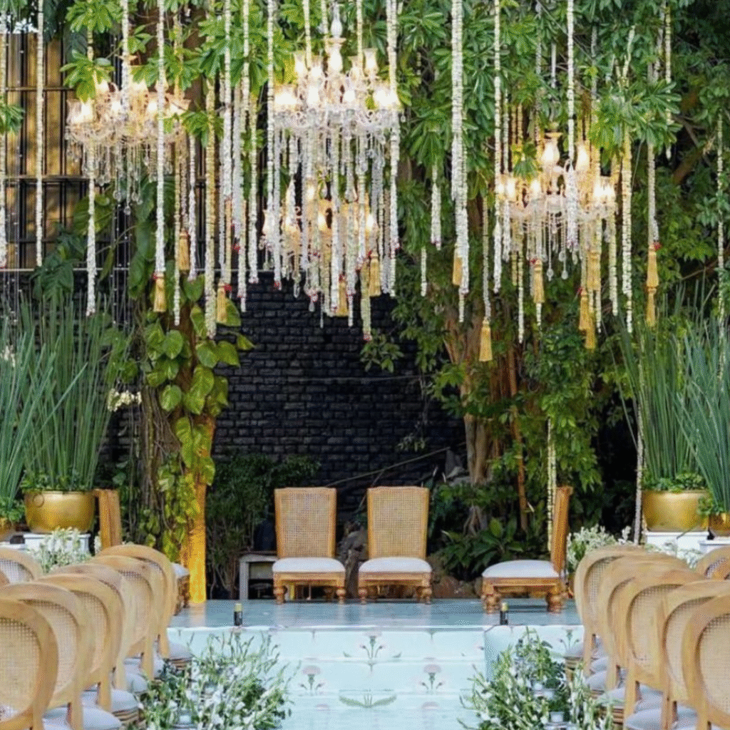 Destination wedding celebration in Jim Corbett with décor and planning services